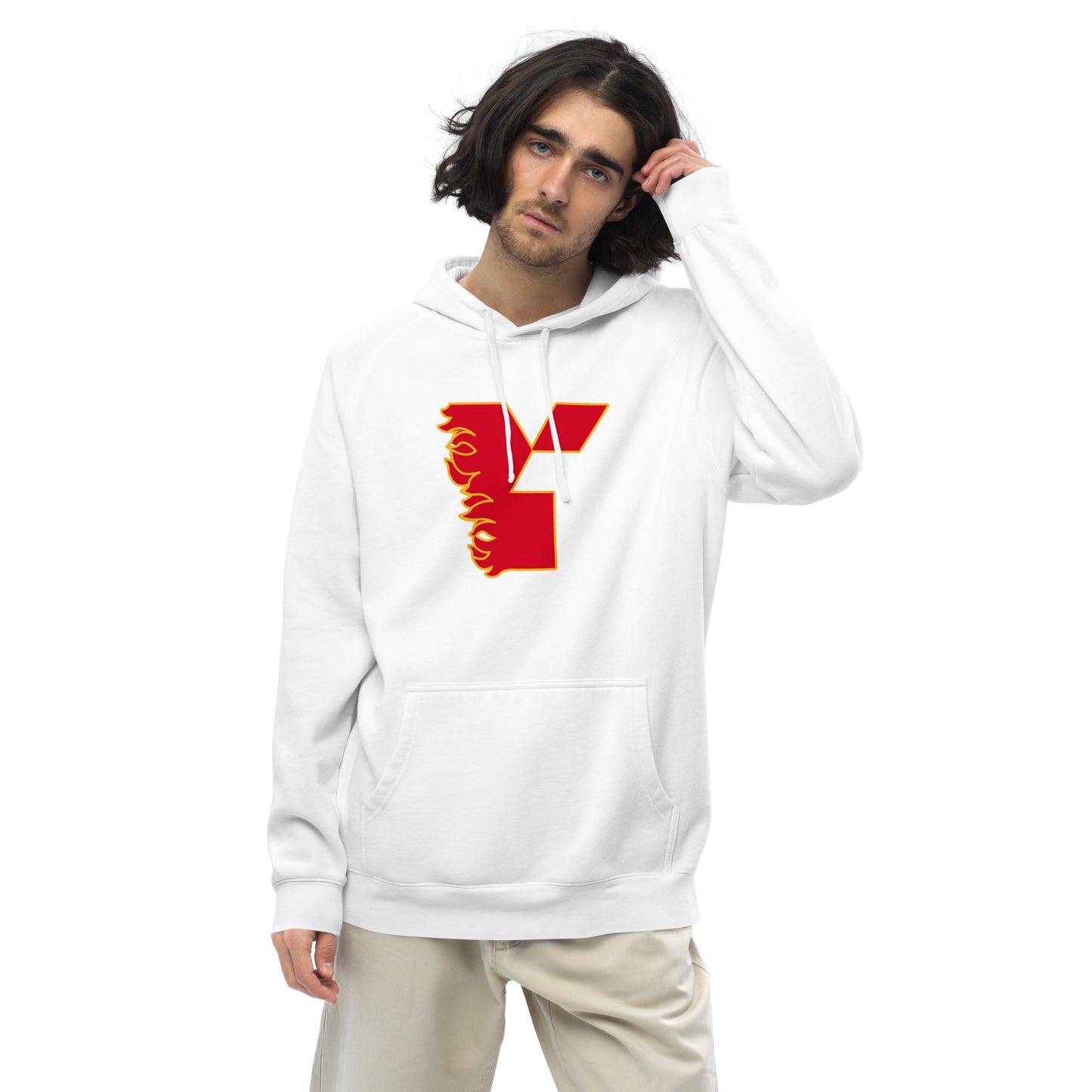 Y1 Flaming Logo Unisex kangaroo pocket hoodie