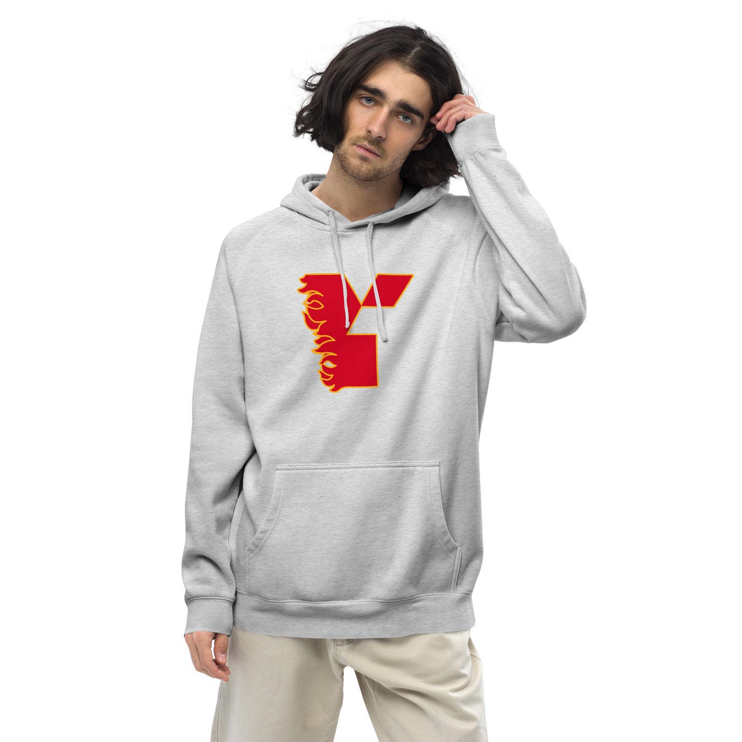 Y1 Flaming Logo Unisex kangaroo pocket hoodie